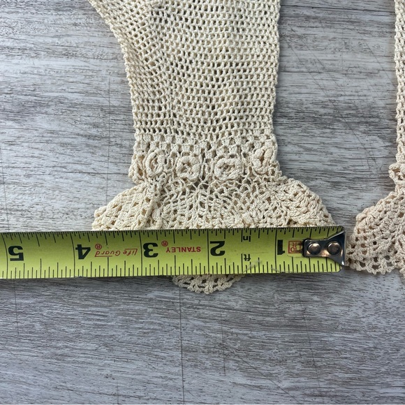 Vintage Victorian Gloves Lace Hand Crocheted Cuffed Ladies Small Off White - Picture 7 of 8